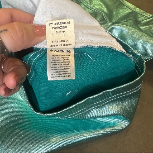 Peach Love California Women’s Turquoise Metallic Romper Sz M - Picture 9 of 9